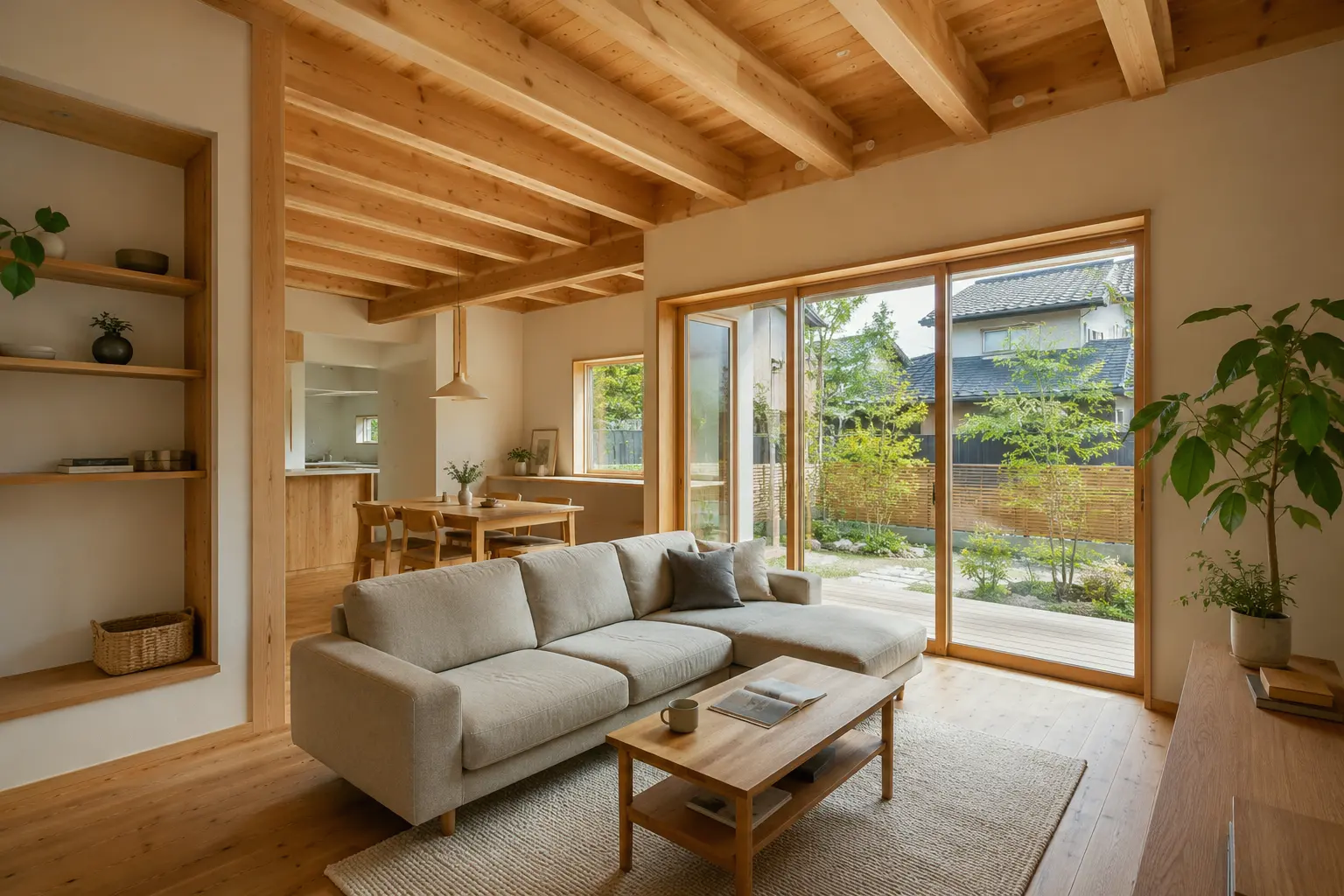 セミオーダー住宅の明るいリビング